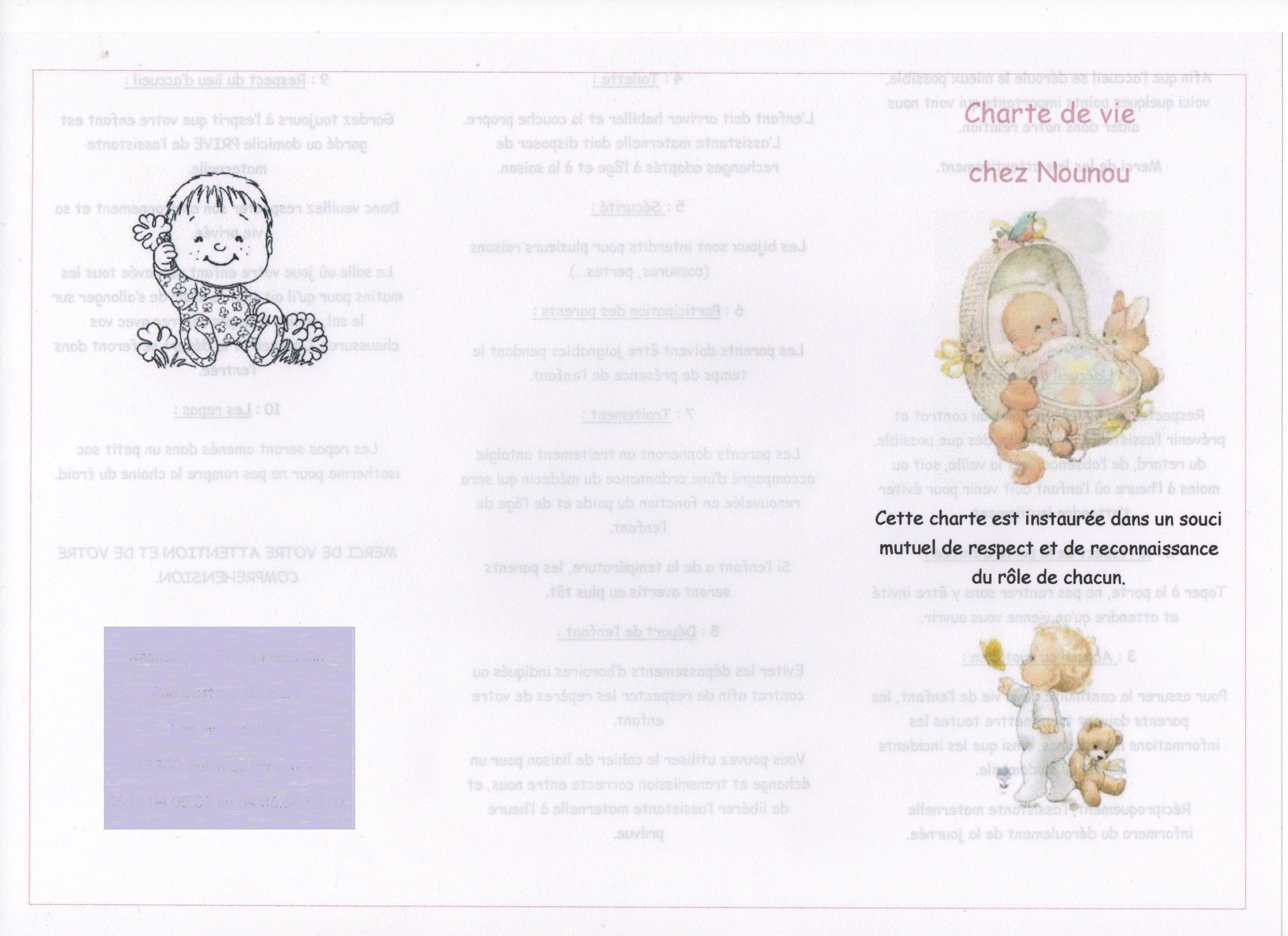 Charte de vie chez nounou